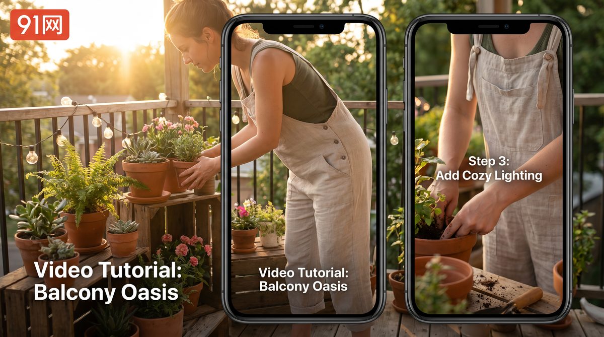 91网阳台花园改造视频演示